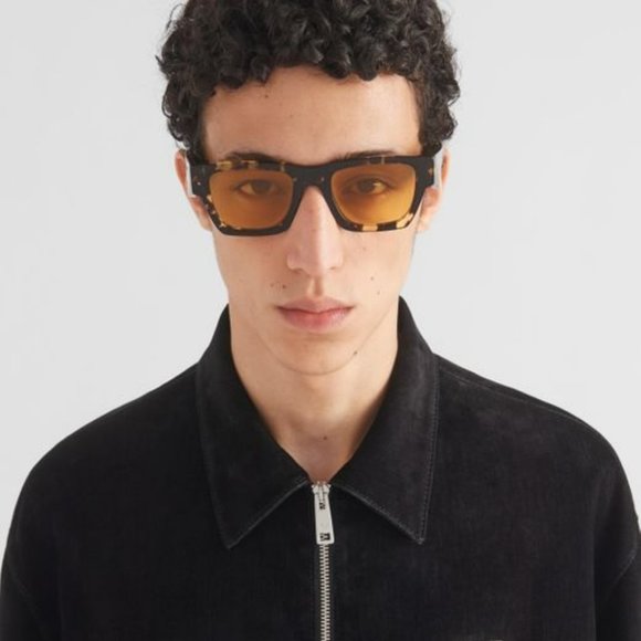 Prada PRA06S 16O10C Tortoise Black Malt Yellow Square Unisex Sunglasses PR A06S - Picture 10 of 11